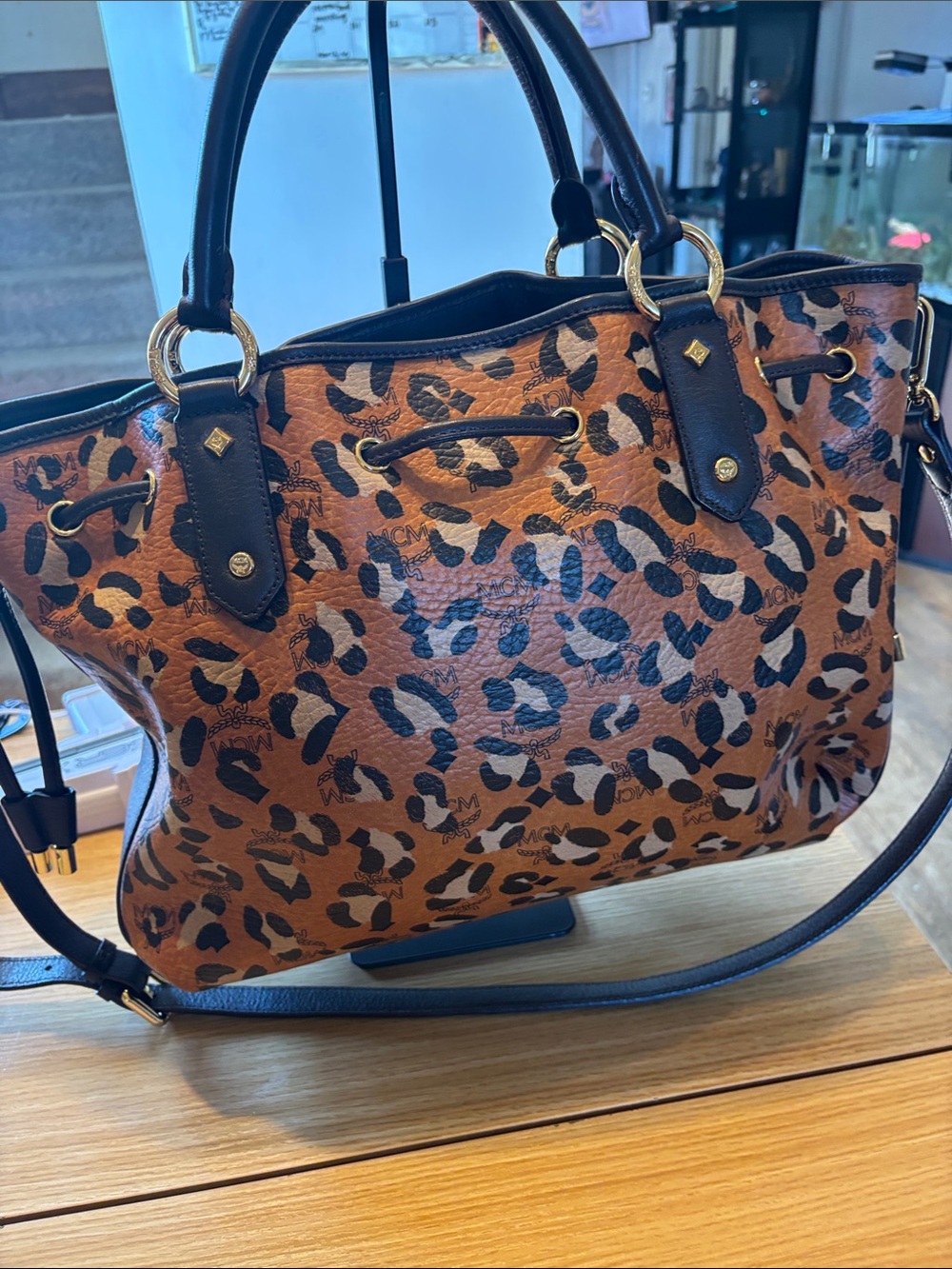 MCM limited Leopard Print Tote Bag in Brown and Black like new condition - Picture 7 of 14